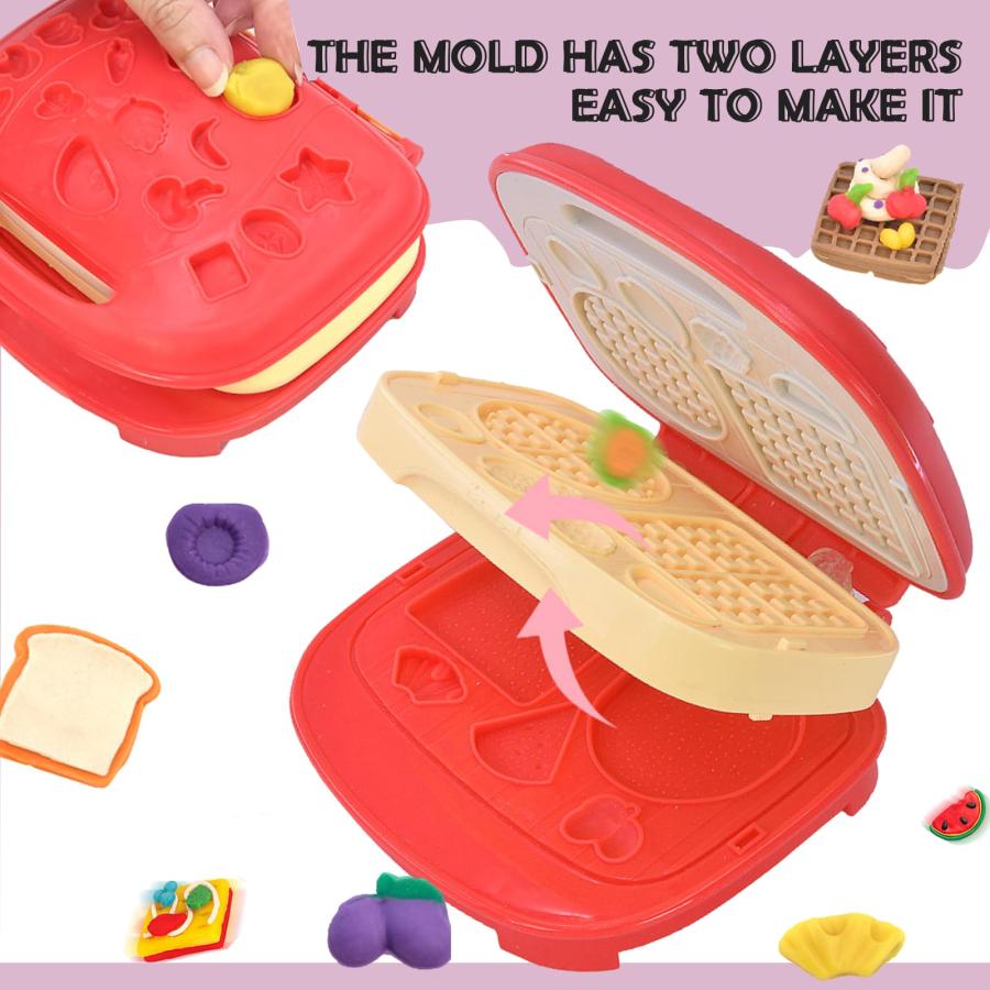 【並行輸入品】GOVOY Play Color Dough Sets for Kids，Kitchen Creations Waffle Ma
