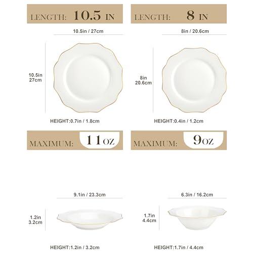 【並行輸入品】MALACASA Bone China Dinnerware Set, 32 Piece Round Plates and Bo_4