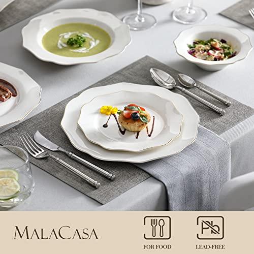 【並行輸入品】MALACASA Bone China Dinnerware Set, 32 Piece Round Plates and Bo_7
