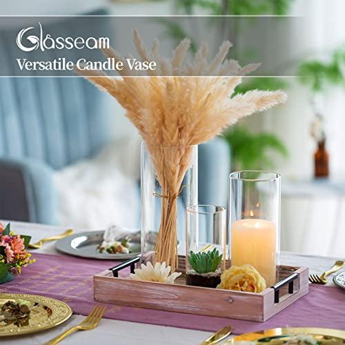 【並行輸入品】Glasseam(グラスシーム) クリアシリンダー花瓶 センターピース用 ガラスシリンダー花瓶 6個セット 花用ハリケーン花瓶 ピ