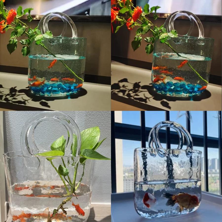 並行輸入品】PRTECY ハンドバッグ花瓶 花用 ユニークなガラスバッグ