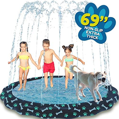 【並行輸入品】SplashEZ ノンスリップスプラッシュパッド 子供と犬用 69インチ 特大スプリンクラー キッズ 犬 水 夏のおもちゃ   アの画像