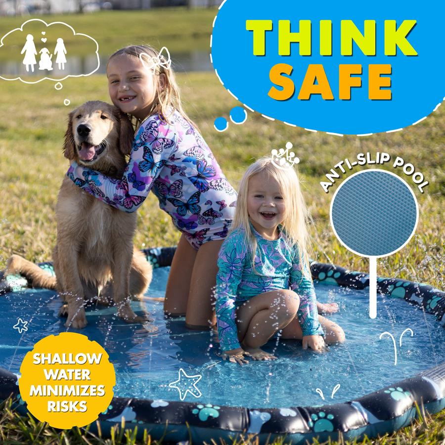 【並行輸入品】SplashEZ ノンスリップスプラッシュパッド 子供と犬用 69インチ 特大スプリンクラー キッズ 犬 水 夏のおもちゃ   アの画像