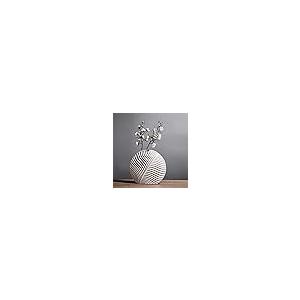 【並行輸入品】MIAJO ホワイトフラワー花瓶 アールデコ装飾 パンパスグラス、チューリップ、バラ用の大きなホワイトセラミック花瓶 ラウンド花瓶_2