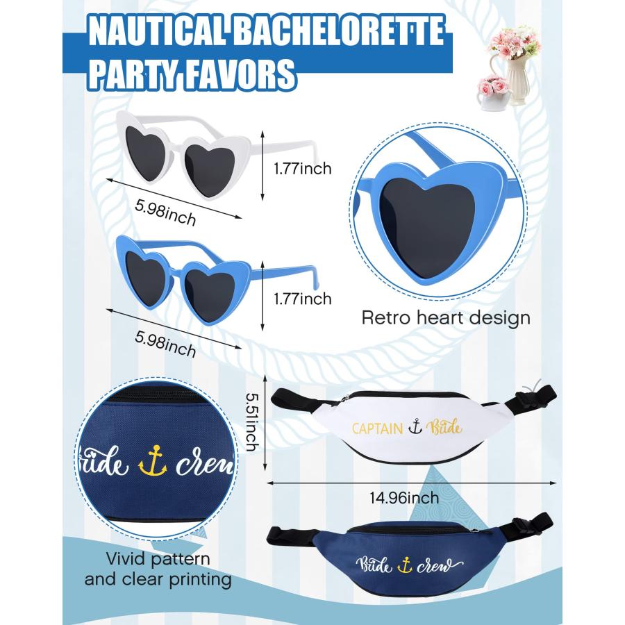 【並行輸入品】6 Sets Nautical Bridal Shower Hat Set Women's Bride Captain Hat_6
