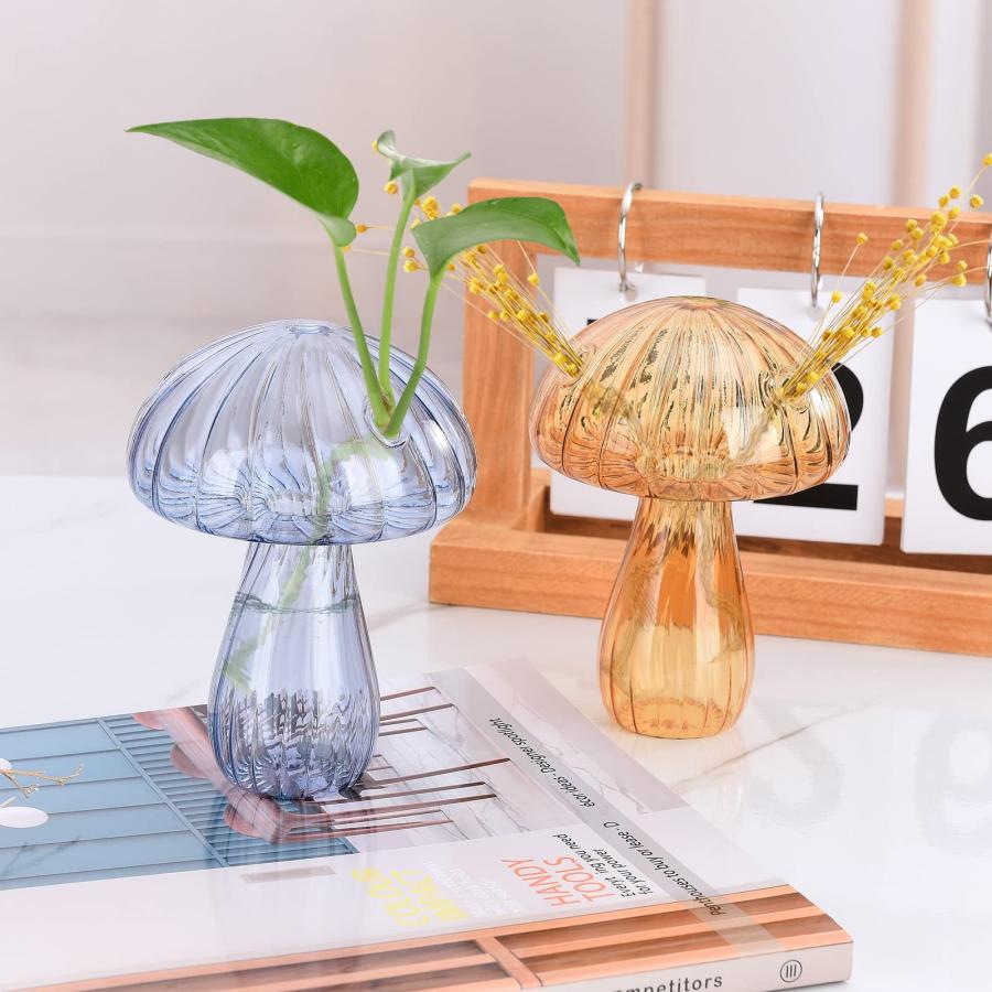 【並行輸入品】BFYDOAA カラーガラス つぼみ 花瓶 6個セット ミニ マッシュルーム テラリウム 水耕栽培 植物 繁殖ステーション 花 リ |  | 07