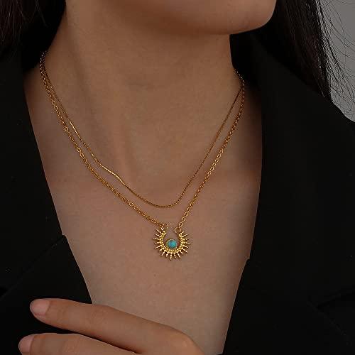 【並行輸入品】HILOLOA 華奢な太陽ネックレス レディース ボーホー ウェスタン ジュエリー ガールズ ターコイズ サンライト チャーム き_4