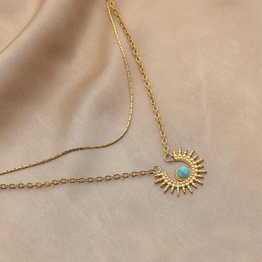 【並行輸入品】HILOLOA 華奢な太陽ネックレス レディース ボーホー ウェスタン ジュエリー ガールズ ターコイズ サンライト チャーム き_6