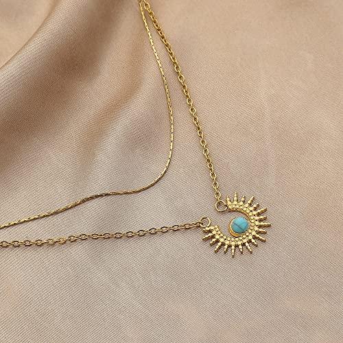 【並行輸入品】HILOLOA 華奢な太陽ネックレス レディース ボーホー ウェスタン ジュエリー ガールズ ターコイズ サンライト チャーム き_7