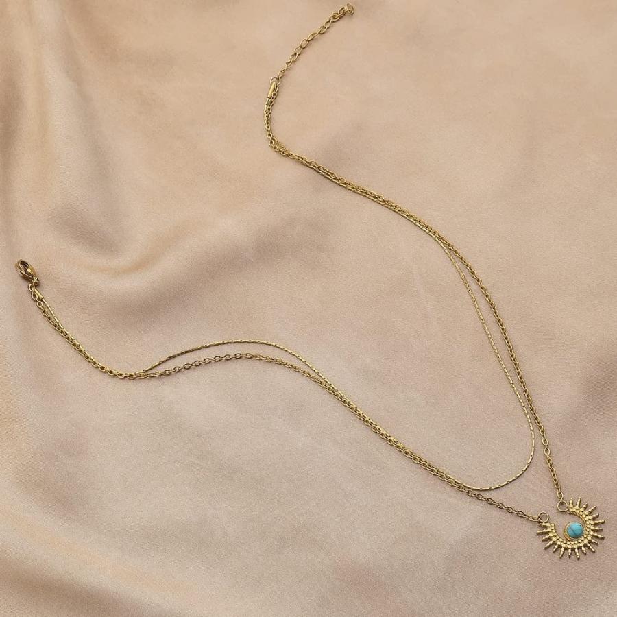 【並行輸入品】HILOLOA 華奢な太陽ネックレス レディース ボーホー ウェスタン ジュエリー ガールズ ターコイズ サンライト チャーム き_9