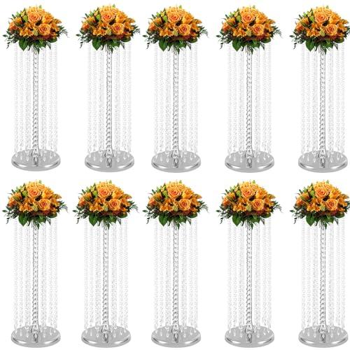 【並行輸入品】ウェディングセンターピース用花瓶   10個 23.6インチ クリスタルフラワースタンド ウェディングセンターピース フラワー花瓶_1