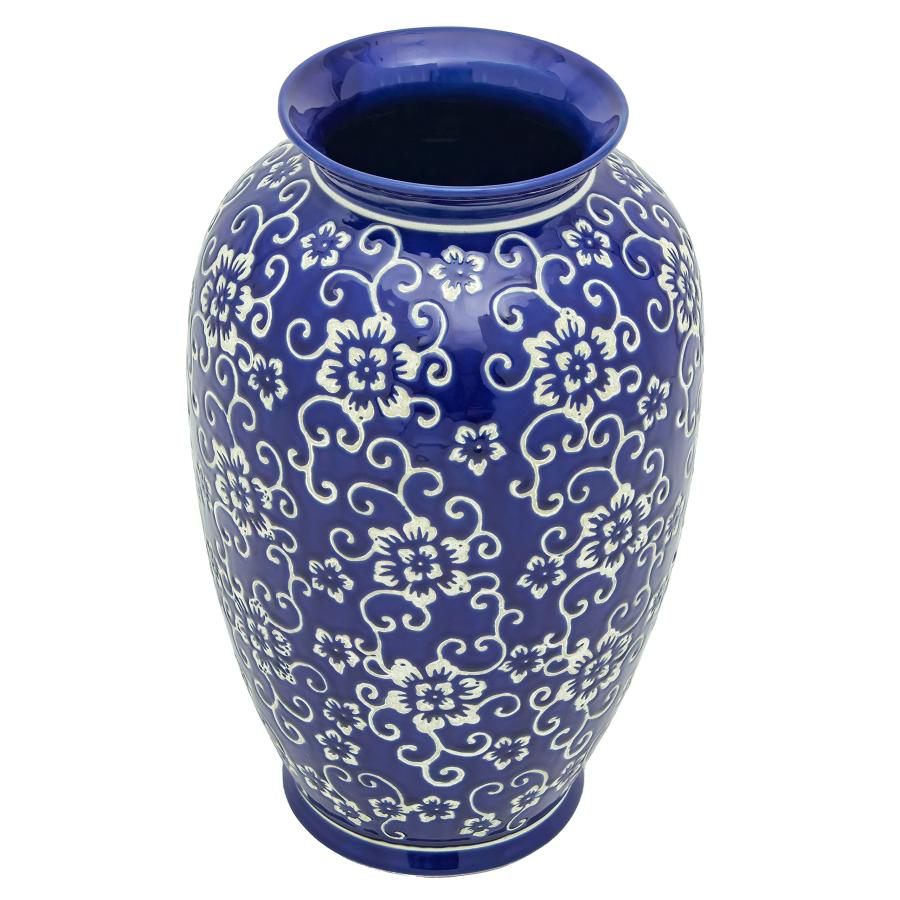 【並行輸入品】14インチ 白い花 青の唐カイの花瓶 Red Lantern 14" White Flowers on Blue Tung Chi_6
