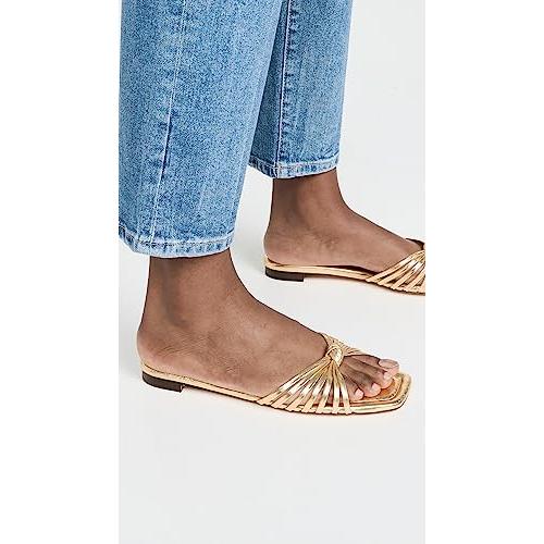 【並行輸入品】Loeffler Randall レディース Izzie Leather Knot フラットサンダル, ゴールド, 7 Loeffの画像