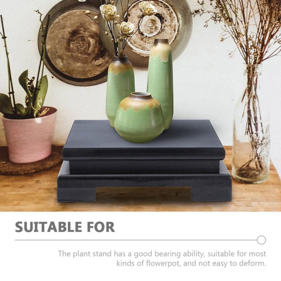 【並行輸入品】Cabilock 木製花瓶スタンド オリエンタルフラワーポットホルダー 中国のディスプレイスタンド ティーポットベース 四角 仏像 |  | 03