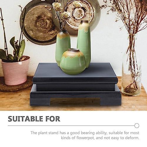 【並行輸入品】Cabilock 木製花瓶スタンド オリエンタルフラワーポットホルダー 中国のディスプレイスタンド ティーポットベース 四角 仏像 |  | 04