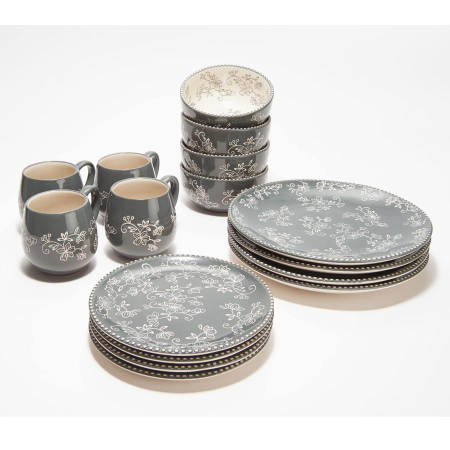 並行輸入品】Temp tations エッセンシャル食器16点セット (花柄レース