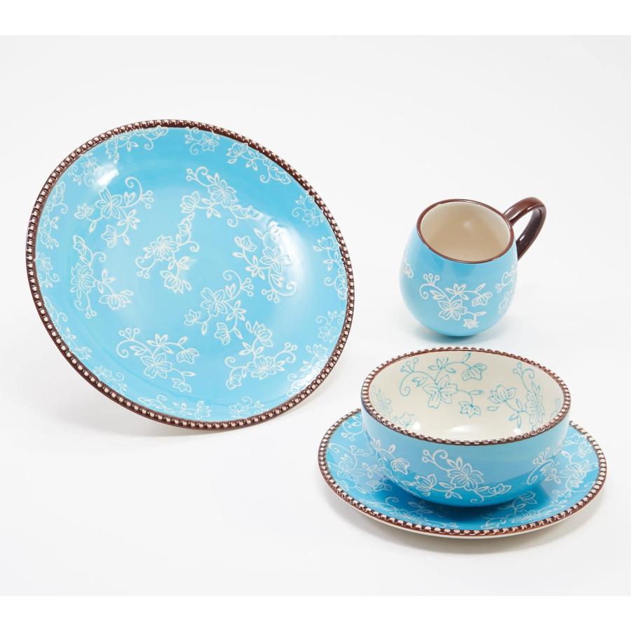 並行輸入品】Temp tations エッセンシャル食器16点セット (花柄レース