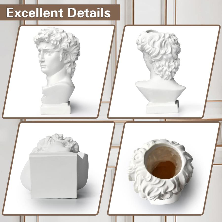 並行輸入品】Hosrnovo ギリシャ像 9.8インチ 大型 ダビデの頭 花瓶