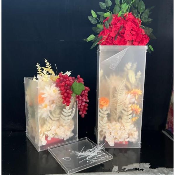 【並行輸入品】Gdrasuya10 5個 クリアアクリルペデスタルライザー ディスプレイボックスホルダー フローラルペデスタルスタンド ウェディの画像