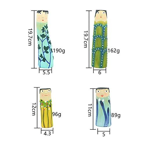 【並行輸入品】春の家族のつぼみ、樹脂ボヘミアン家族の花瓶、女の子の顔がかわいい手描きの花瓶、かわいいハンドキャラクターの花瓶、ホームデコ リビン_7