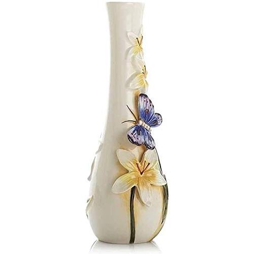 【並行輸入品】Vase for Flowers Decor Butterfly Embossed Ceramic Flower Vase Hy_2