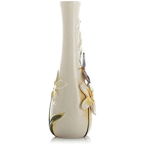 【並行輸入品】Vase for Flowers Decor Butterfly Embossed Ceramic Flower Vase Hy_4