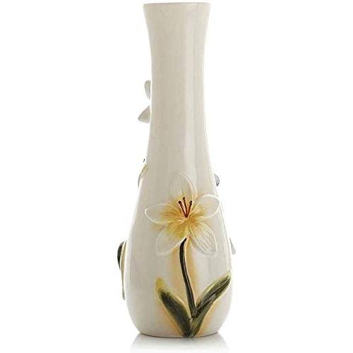 【並行輸入品】Vase for Flowers Decor Butterfly Embossed Ceramic Flower Vase Hy_6