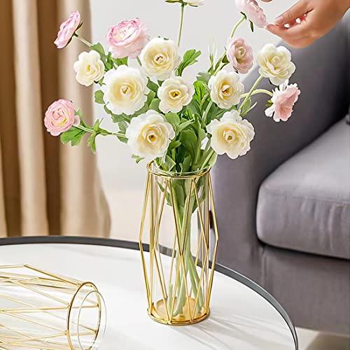 並行輸入品】ガラスゴールドフラワー花瓶2個 高さ9.5インチ 大型