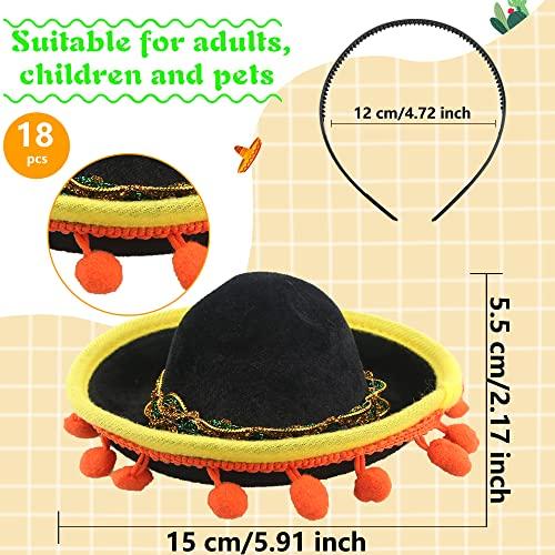 【並行輸入品】Sonarun 18 Pieces Mexican Sombrero Headbands Cinco De Mayo Hat Hの画像