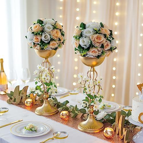 結婚式 ゴールド フラワースタンド 花瓶 16個セット 並行輸入品】Sziqiqi ゴールドウェディングセンターピース花瓶 ポット