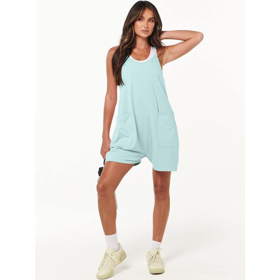 【並行輸入品】ANRABESS Women's Summer Casual Sleeveless Rompers Loose Spaghetti