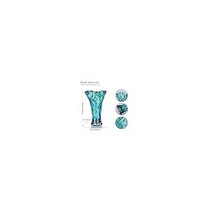 【並行輸入品】9.0" H Teal Glass Vases for Flowers， Hand Blow Glass Vase Teal H_5