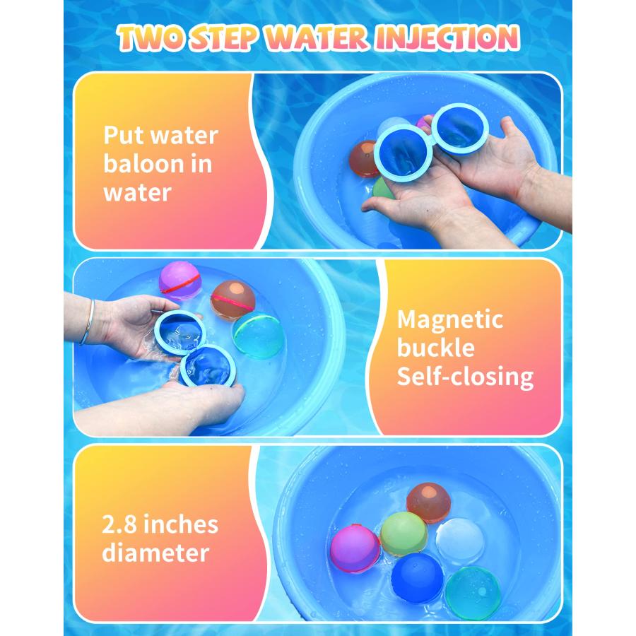 【並行輸入品】SOPPYCID Tonoviviy 水風船 再利用可能 4個 Water Balloons Self sealing Quick_5