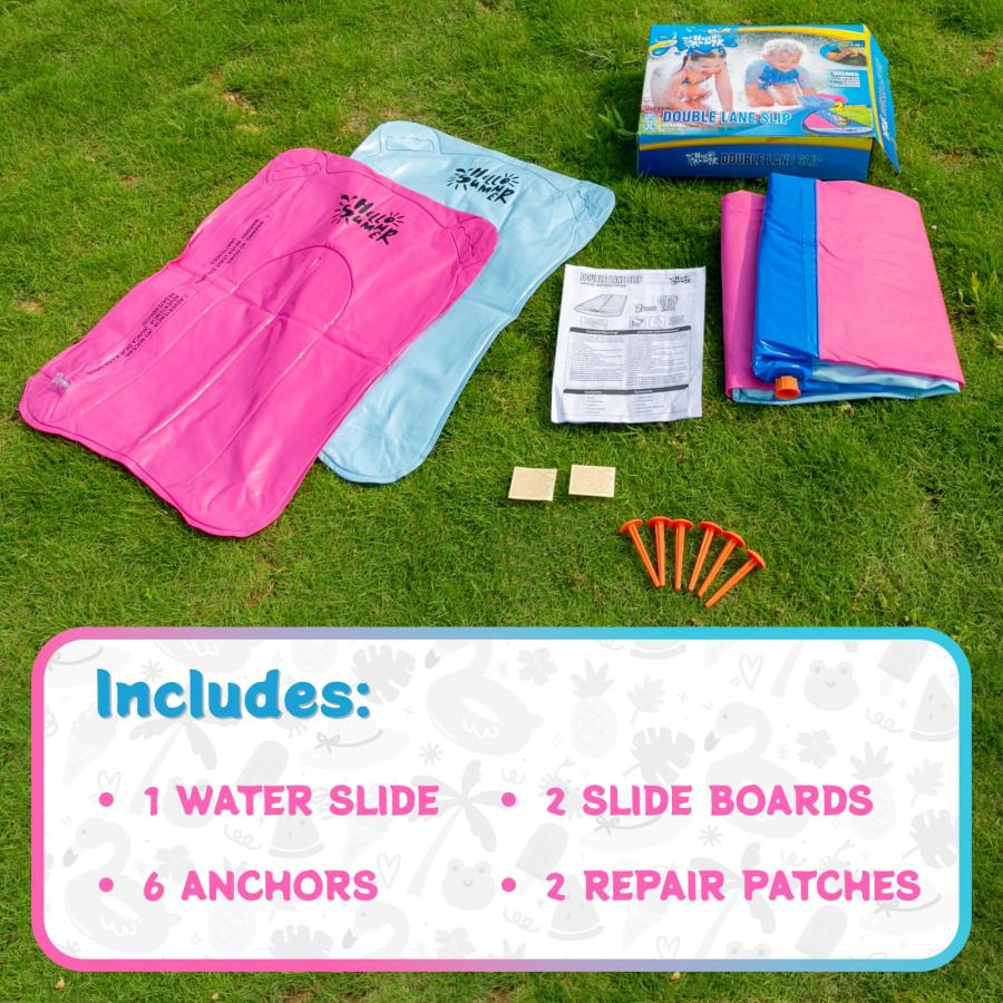 【並行輸入品】jooeer 20 Ft Water Lane Slip Slides with 2 Body Boards, Double Rの画像