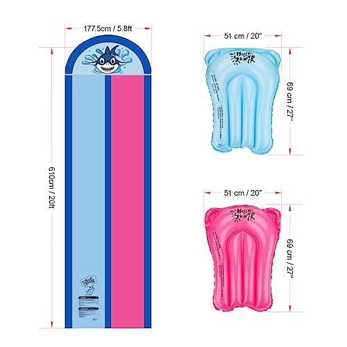 【並行輸入品】jooeer 20 Ft Water Lane Slip Slides with 2 Body Boards, Double Rの画像
