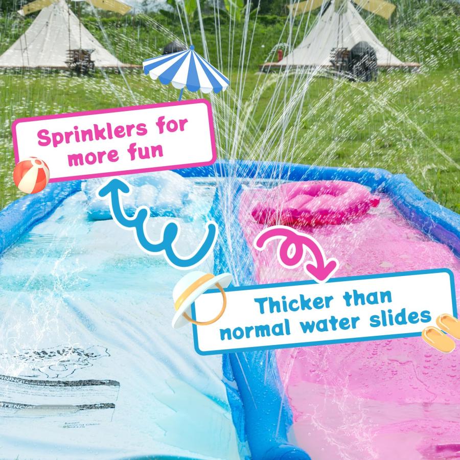 【並行輸入品】jooeer 20 Ft Water Lane Slip Slides with 2 Body Boards, Double Rの画像