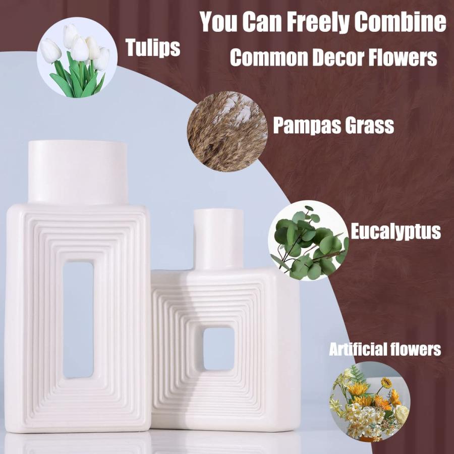 陶器 花瓶2個と皿1枚 セット 2個セット] VeroMan フラワーベース ブラック セラミック 花瓶