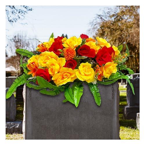 Sympathy Flowers for Grave Headstone Saddle, Easy 【Metallic】 Fit 並行輸入品