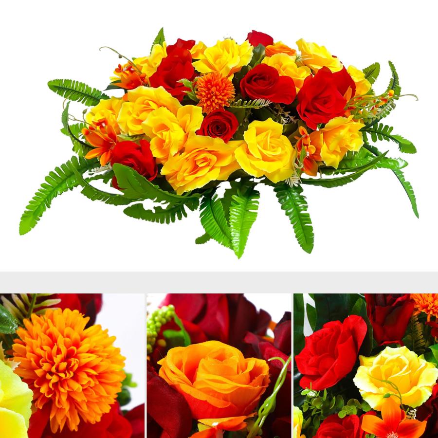 Sympathy Flowers for Grave Headstone Saddle, Easy 【Metallic】 Fit 並行輸入品