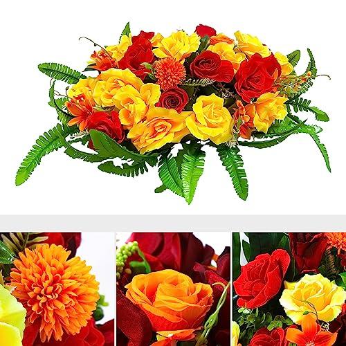 Sympathy Flowers for Grave Headstone Saddle, Easy 【Metallic】 Fit 並行輸入品