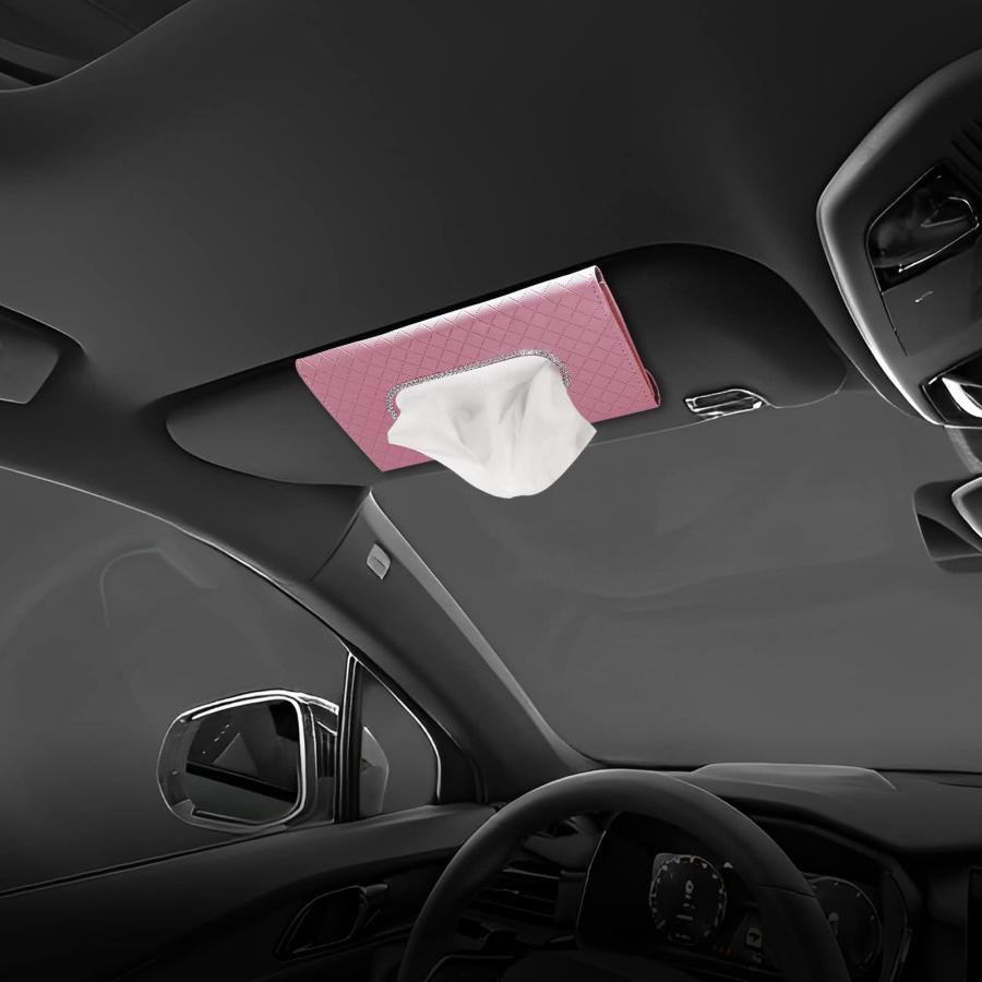 【並行輸入品】GOOTHX 車用サンバイザー ティッシュボックスホルダー 吊り下げ式 キラキラクリスタル PUレザー ナプキンケースホルダー キ |  | 09