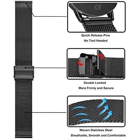 【並行輸入品】FitTurn 2パック Wahoo ELEMNT ライバルウォッチバンド 交換用グリッド 薄型ステンレススチールメッシュループ |  | 04