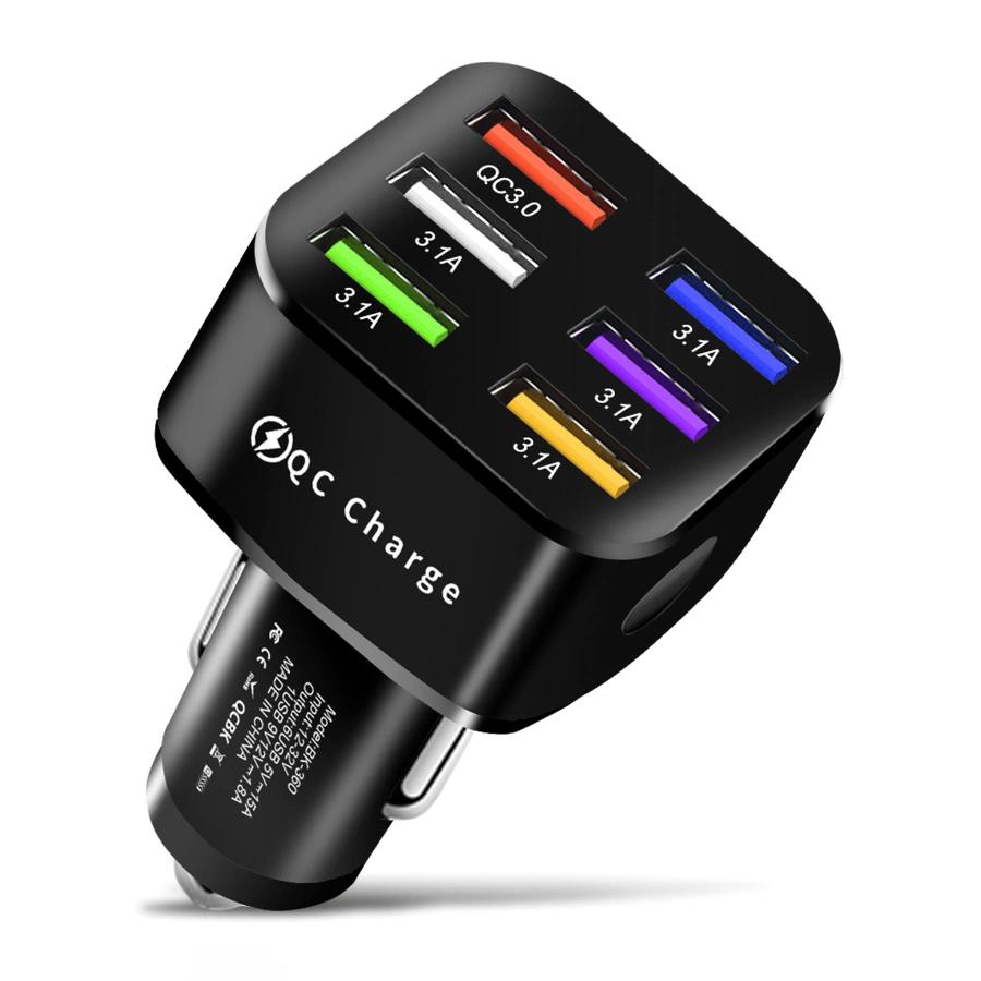 【並行輸入品】Amiss 車載充電器アダプター 6USBマルチポート 高速充電器 QC3.0ポートとその他5ポート付き 車内アクセサリー iPh | 