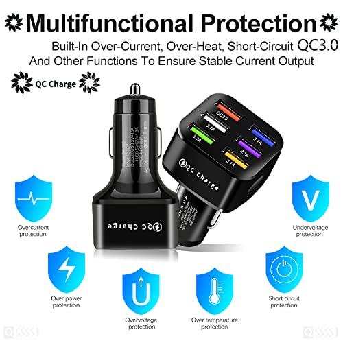 【並行輸入品】Amiss 車載充電器アダプター 6USBマルチポート 高速充電器 QC3.0ポートとその他5ポート付き 車内アクセサリー iPh |  | 07