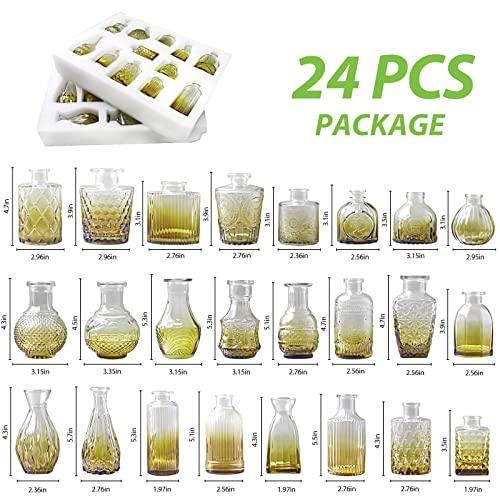 【並行輸入品】24個 小さな花瓶(グリーン 24個) Green Bud Vases in Bulk 24， Vintage Vases for_4