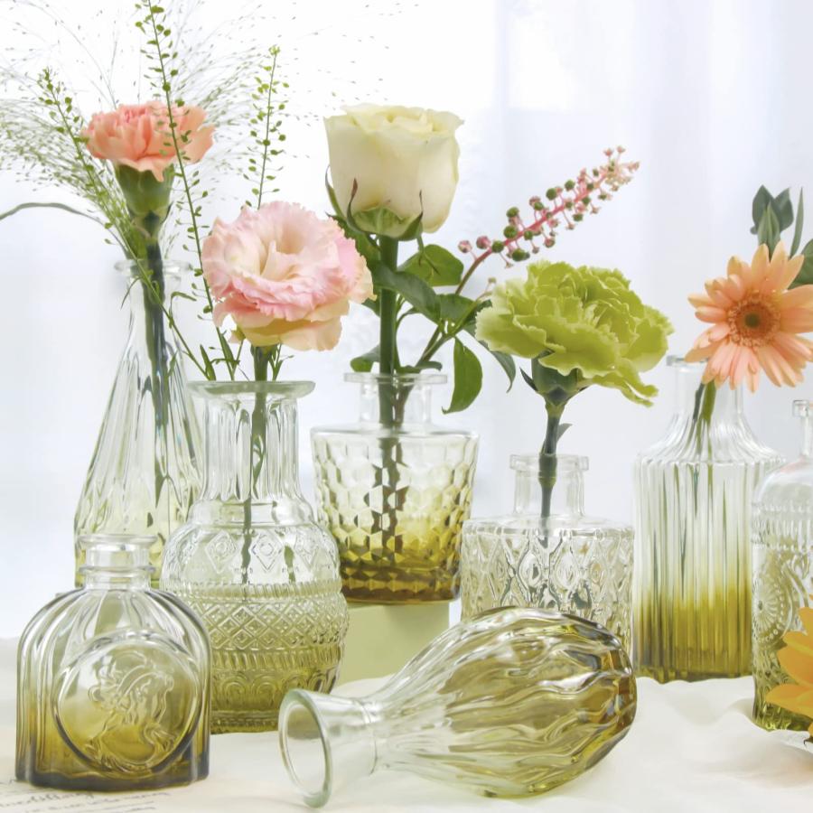 【並行輸入品】24個 小さな花瓶(グリーン 24個) Green Bud Vases in Bulk 24， Vintage Vases for_6