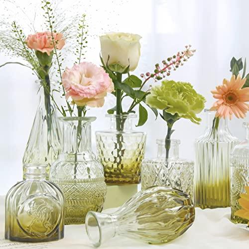【並行輸入品】24個 小さな花瓶(グリーン 24個) Green Bud Vases in Bulk 24， Vintage Vases for_7
