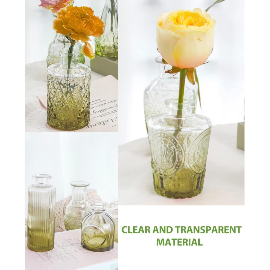 【並行輸入品】24個 小さな花瓶(グリーン 24個) Green Bud Vases in Bulk 24， Vintage Vases for_9