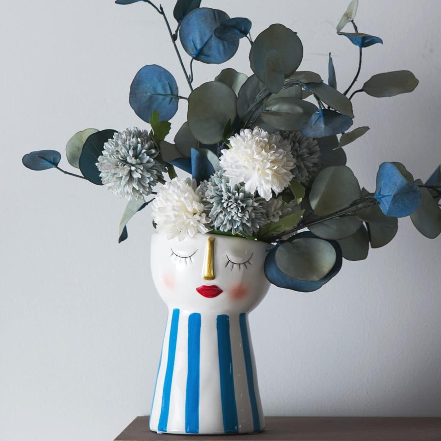 装飾的な陶器の花瓶 並行輸入品】Tenforie セラミック花瓶 装飾用 かわいい顔の花瓶 装飾的