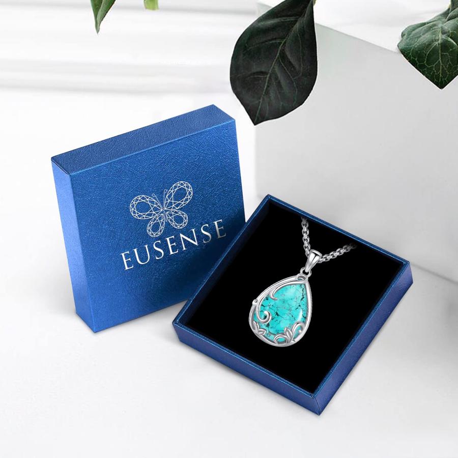 【並行輸入品】Eusense ターコイズジュエリー レディース ムーンストーンネックレス ターコイズネックレス 925スターリングシルバー ウエ_9